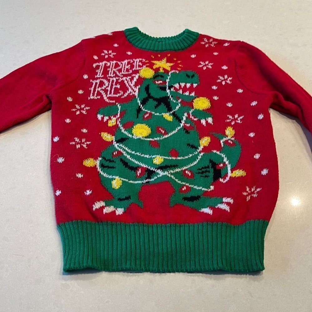 Christmas sweater kids size xs,  tree Rex dinosaur super cute. Unisex.